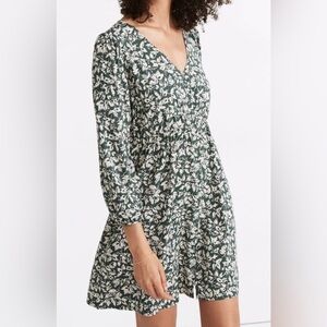 Madewell Green Floral Long Sleeve Dress